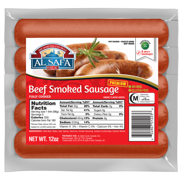 Al Safa Beef Smoked Sausage 12 Oz