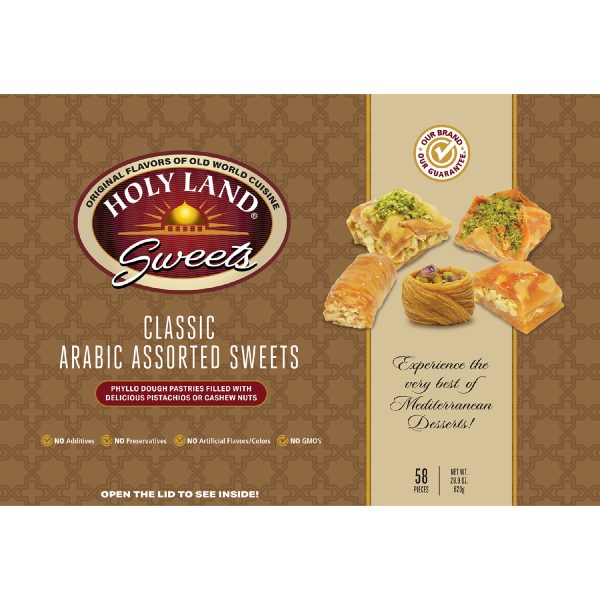 HolyLandSweets-ClassicArabicAssorted Holy Land Classic Arabic Assorted Sweets Gift Box - 820 Gm 58 Pieces