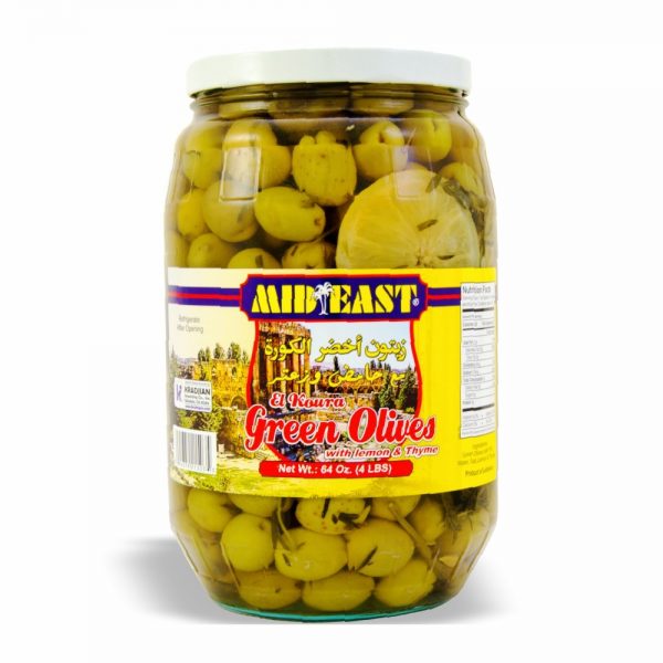 Mid East El Koura Green Olives w/ Thyme 4 Lb