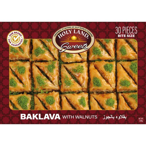 HolyLandSweets-Baklava-Walnut-30-PCS Holy Land Baklava Stuffed with Walnuts