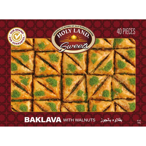 HolyLandSweets-Baklava-Walnut-40-PCS Holy Land Baklava Stuffed with Walnuts