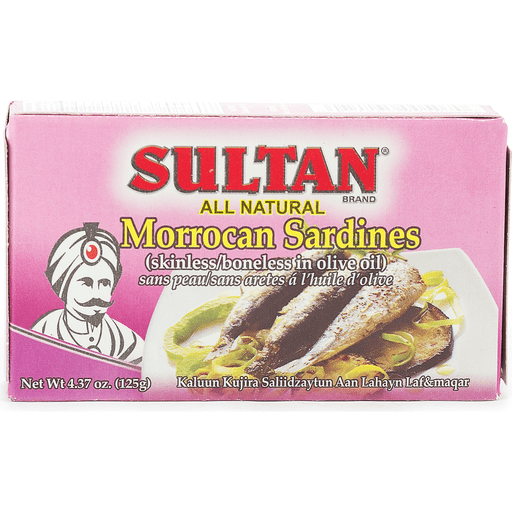 sultan sardines skinless boneless in olive oil Sultan Moroccan Sardines Skinless Boneless in Olive Oil - 125 g