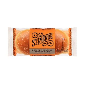 St. Pierre Brioche Burger Buns with Sesame Seeds - 4 Pc
