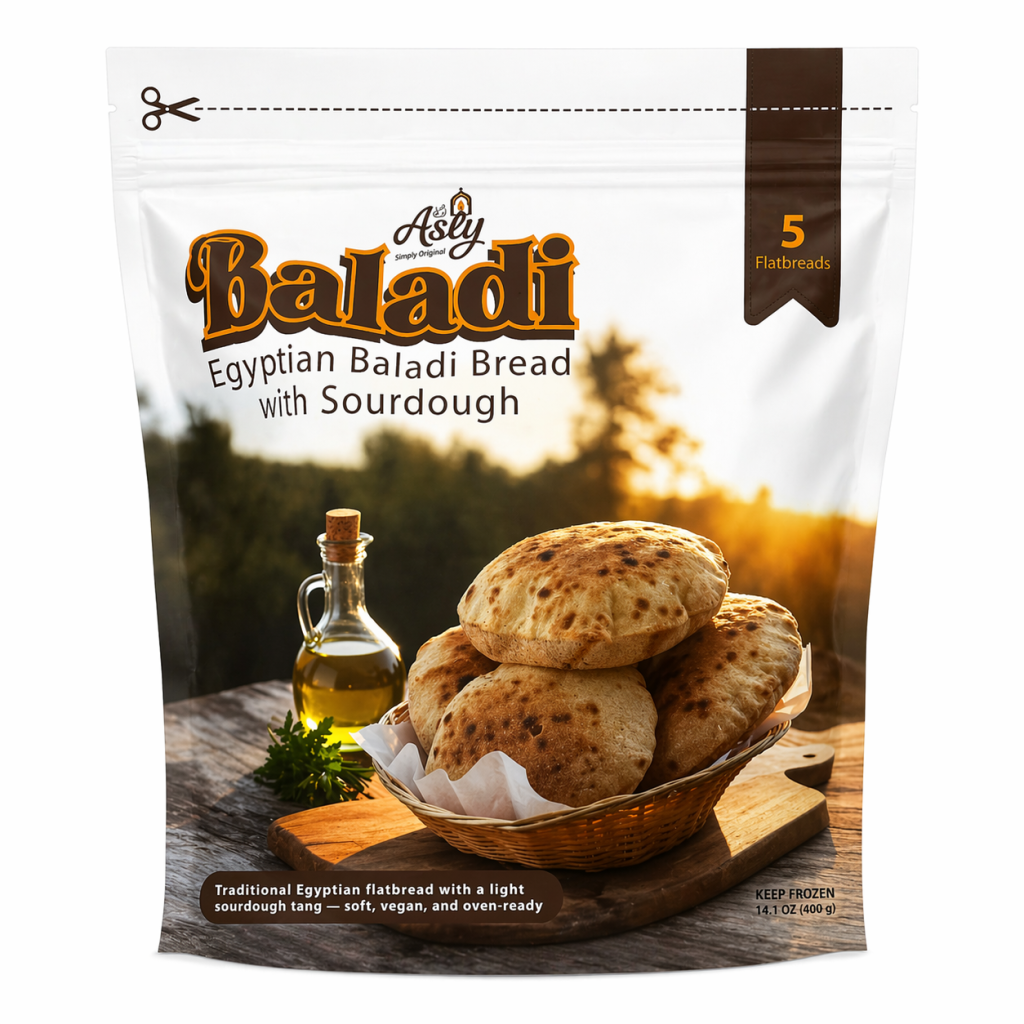 Asly Egyptian Baladi Bread with Sourdough 5 pc - 14.1 Oz